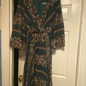 Danny & Nicole Teal Floral Long Sleeve Dress